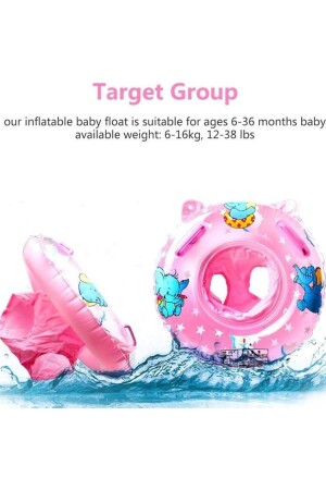0-3 Yaş 50 Cm Pembe Oturaklı Bebek Şişme Deniz Simidi- Çocuk Deniz Can Simidi- Bebek Yüzme Koltuğu - 3