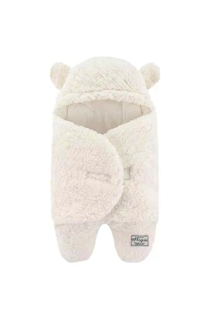 0-4 Ay Bebek Dış Kundak Uyku Tulumu Kıvırcık Wellsoft Peluş Kırık Beyaz - Migie