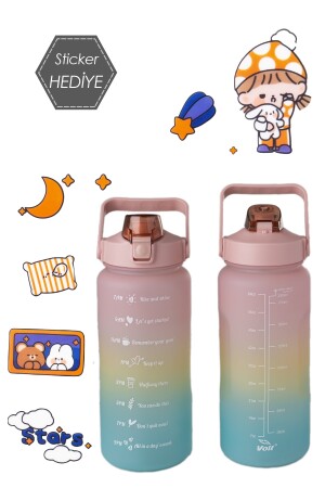 0019 Bpa-freie motivierende Wasserflasche – Wasserflasche – Wasserflasche mit Aufkleber 2 Lt 2023ST06310 - 4