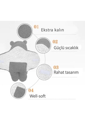 0–12 Monate Baby-Außenwickeltuch, Welsoft-Decke, Modell mit Füßen, Hellgrau - 6