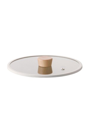 0128 D-neof024 Fika 24 cm schlichte Glasabdeckung mit Silikonrahmen, Beige D-NEOF024 - 1