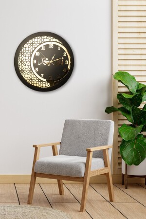 ساعة الجدار من الخشب ومرايا مع الله محمد موتيف 0131 - Pey Aksesuar