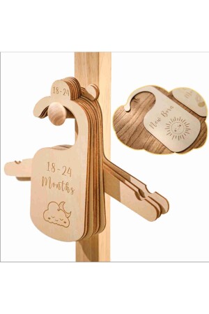 منظمة خزانة الأطفال المفصلة الملابس المفصلة المعلقة علامة 0-24 شهر بطاقات الذاكرة 7 قطع - Babyroom