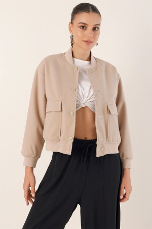 0688 Bomberjacke mit zwei Taschen – Beige - Bigdart