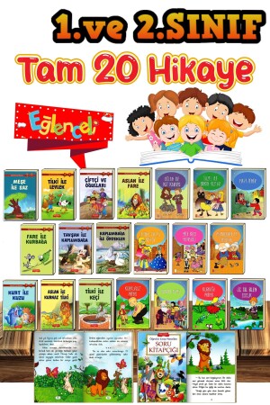 (منز-1) و (ثاني) ، قصة دراسية كتاب قراءة (لافونتن) القيم لدينا قصص 20 مجموعة كتب - Gönül Yayincilik