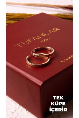 منز الذهبية واحدة نمط هوب الأذن 1. 3 سم القفل الخفي - Tufanlar Kuyumculuk