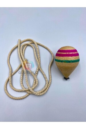 1 Adet Ahşap Topaç Nostaljik Oyuncak Doğal Çocuk Oyuncağı 1-5 Metre Ipli Fıtça Oyunu Fırıldak Topacı - Güzelyüz Avm