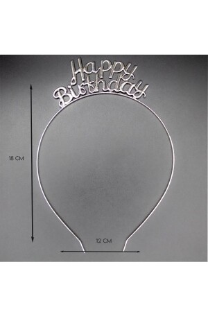 1 Adet Gümüş Happy Birthday Yazılı Metal Parti Taç Doğum Günü Renkli Parti Tacı 18 Cm - 4