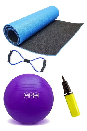 1 cm Pilates-Matte, 65 cm Pilates-Ball, Pilates-Pumpe und Widerstandsband-Set - 1