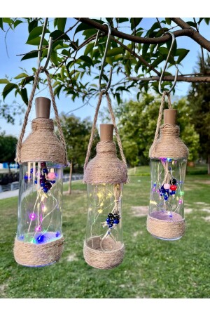 1 LED-Flasche – LED-Licht-Dekoflasche – Perlenglasflasche – Garten-Balkon-Dekoration – handgefertigt - 3