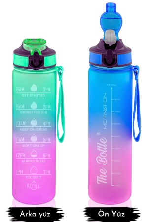 1 Liter Wasserflasche, Sportler-Wasserflasche mit Motivationsaufkleber, Fitnessstudio-Wasserflasche, Wasserflasche, Bpa, keine Wasserflasche, 1000 ml, Motiv - 3