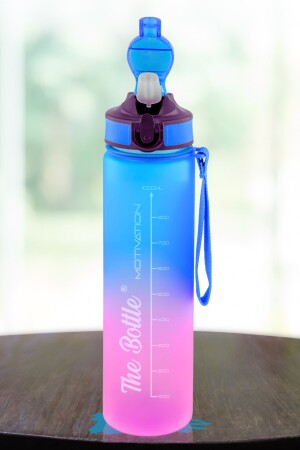 1 Liter Wasserflasche, Sportler-Wasserflasche mit Motivationsaufkleber, Fitnessstudio-Wasserflasche, Wasserflasche, Bpa, keine Wasserflasche, 1000 ml, Motiv - 2
