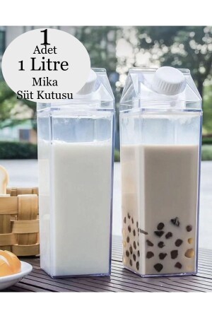1 Litre Mika Süt Kutu Tasarımlı Su Kahve Içecek Şişesi Cam Değildir Kahve Ve Sunum Bardağı - 3