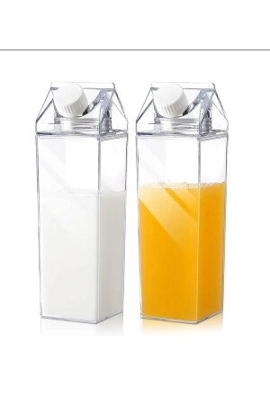 1 Litre Mika Süt Kutu Tasarımlı Su Kahve Içecek Şişesi Cam Değildir Kahve Ve Sunum Bardağı - 5