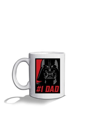 1 Numaralı Baba Number 1 Dad Darth Vader Baskılı Beyaz Beyaz Kupa Bardak TDH345178 - 2