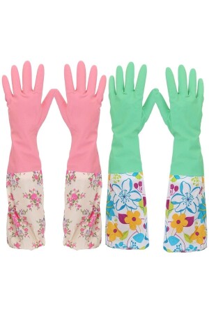 1 Paar Geschirrspülhandschuhe, wasserdicht, 45 cm lang, elastisch, Gartenhandschuhe, ungefüttert, ungefüttert - 1