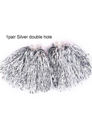 1 Paar Metallic-Silber-Pompom, Cheerleading-Performance-Pompom, 23. April-Pompom, graue Farbe - 2