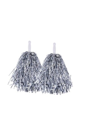 1 Paar Metallic-Silber-Pompom, Cheerleading-Performance-Pompom, 23. April-Pompom, graue Farbe - 4