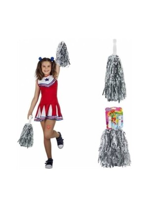 1 Paar Metallic-Silber-Pompom, Cheerleading-Performance-Pompom, 23. April-Pompom, graue Farbe - 6