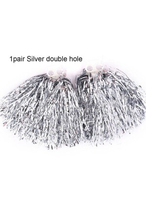1 Paar Metallic-Silber-Pompom, Cheerleading-Performance-Pompom, 23. April-Pompom, graue Farbe, Pompom BP0635ZX1C6 - 1