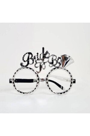 عروس من النظارات البلاستيكية الفضة 1 قطعة - Parti Dükkanım