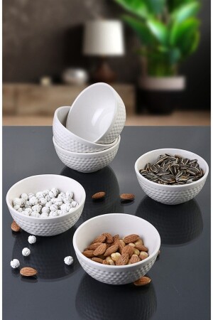 1. Sınıf Seramik 6lı Kabartma Baklava Desenli Çorba&komposto Kasesi BRZBKLV6LI - Deva Seramik