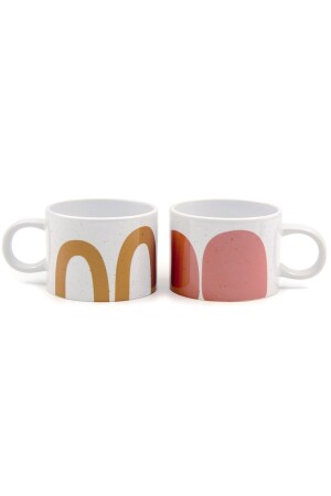 1 Stück handgefertigte rosafarbene Spezialdesign-Tasse in Pastell-Granit-Optik – bedruckte Tasse rosa PF-655 - 1