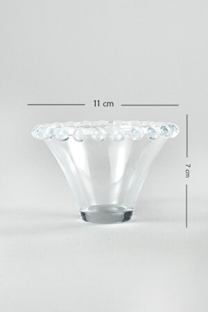 1 Stück Saucenschale aus Glas mit Perlenrand, Snackschale, Präsentationsschale, transparent, 11 x 7 cm, einzeln 10087 - 7