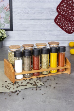 م.ن.ز-ديزان سيون 10 قطع خشبية وعاء العقاقير مجموعة، 10 قطع وعاء العقاقير مجموعة مع قفزة خشبية وغطاء الفراغ Etka - ETKA