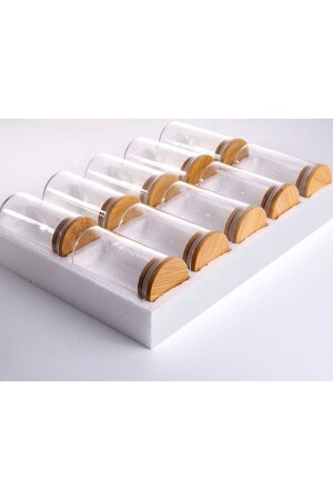 مجموعة من 10 صناديق زجاجية من البوروسيليكات الفارغ مع حشيش البامبو 250 مل مقاومة للحرارة - Karçiçeği Home