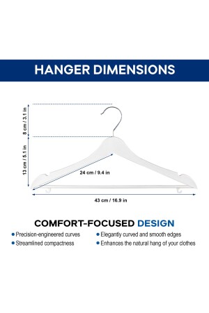 10 Adet Ahşap Görünümlü Plastik Beyaz Kıyafet Elbise Askısı Askılığı Gömlek Askısı Pantolon Askısı - 3
