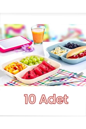 10 Adet Kahvaltı Tabağı 3 Bölmeli Tabak 03 1298-4 - 1