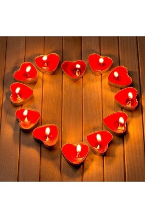 10 adet Kırmızı Kalpli Tealight Mum Sevgiliye Hediye Kalp Mum Evlilik Teklifi Yıldönümü - 2