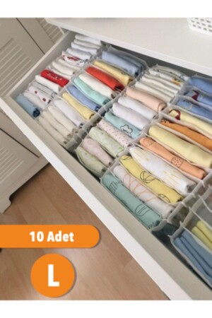 10 Adet - Large 8 Gözlü Çekmece Içi Düzenleyici Organizer 27 X 35 X 17 SERS110035 - 2