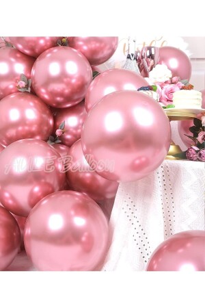 10 Adet Pembe Krom Balon Ekstra Parlak Helyuma Uygun Aynalı Balon - 1