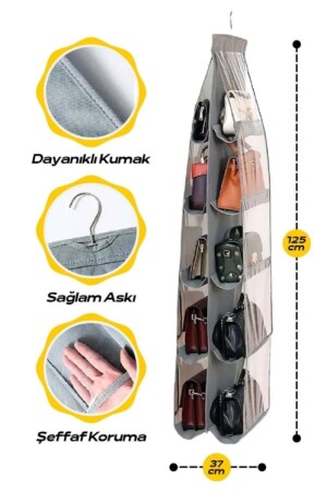 10 Cepli Dolap Içi Çanta Ve Ayakkabı Düzenleyici Organizer Kolçantası Askısı Dolap Içi Organizer - 9