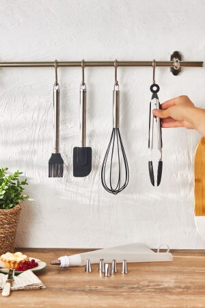 كعكة من 10 قطع كعكة تخدم الأدوات السوداء - Karaca