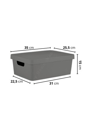 10 Liter. Box mit Deckel 3 Stück Anthrazit NDY-EP-4103-3-2 - 3