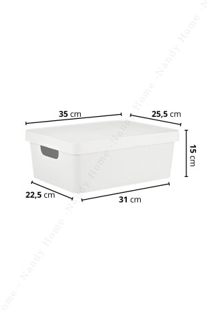 10 Liter. Box mit Deckel 3 Stück Weiß NDY-EP-4103-3 - 3
