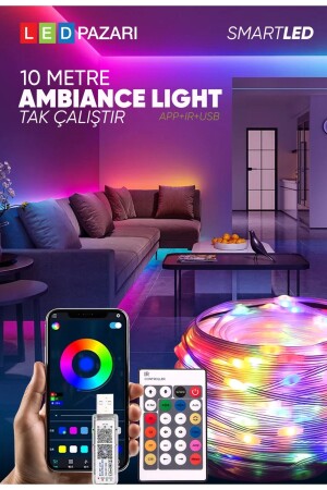 10 Meter RGB sprachgesteuerter, telefongesteuerter, verschiebbarer, magischer LED-Musik-RGB-Streifen, wasserdicht - 1