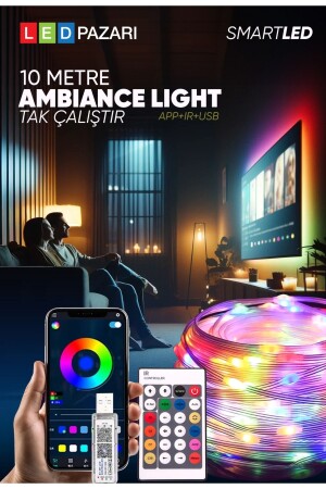 10 Meter RGB sprachgesteuerter, telefongesteuerter, verschiebbarer, magischer LED-Musik-RGB-Streifen, wasserdicht - 3