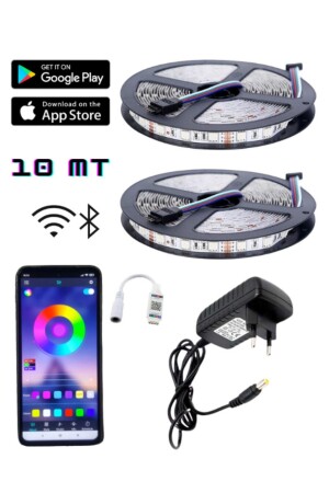 10 Metre Rgb Led Sese Ve Müziğe Duyarlı Bluetooth Özellikli Tak Çalıştır Set 3 Çipli Iç Mekan EVMLDBBZ - 2