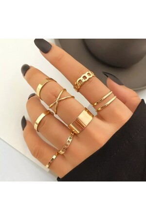 مجموعة من خواتم الذهب من 10 قطع للنساء من MNZ - 2897 - X-Lady Accessories