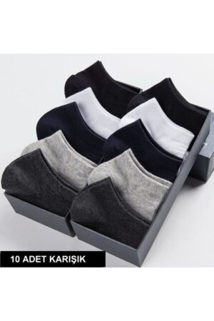 10 Paar mehrfarbige Baumwoll-Booties-Socken für Herren, knöchellang - 1