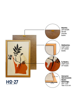 10 Parça Ahşap Çerçeve Görünümlü Dekoratif Hediyelik Boho Botanik Wall Art Mdf Tablo Seti TB9KR9AC9B10D - 5