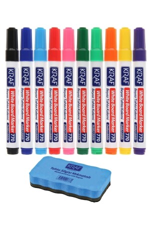 10 Renk Doldurulabilir Tahta Kalem Seti Ve Mıknatıslı Silgi 770-10 - 1