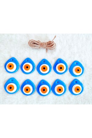 10 Stück blaue, perforierte, winzige Evil-Eye-Perlen, Baum- und Wandschmuck - 2