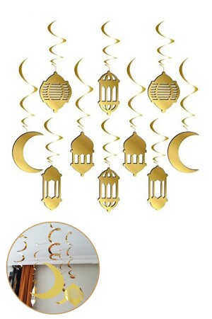 10 Stück goldene 3D-Deckendekoration, metallisches Gold, Willkommen Ramadan 11, Sultan des Monats, thematische Dekoration, Raumdekoration - 1