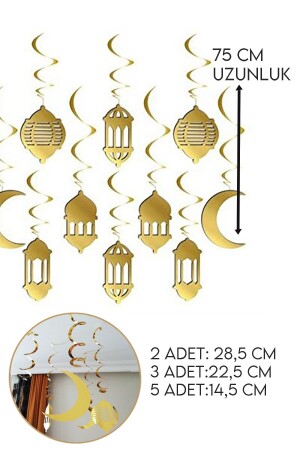 10 Stück goldene 3D-Deckendekoration, metallisches Gold, Willkommen Ramadan 11, Sultan des Monats, thematische Dekoration, Raumdekoration - 3