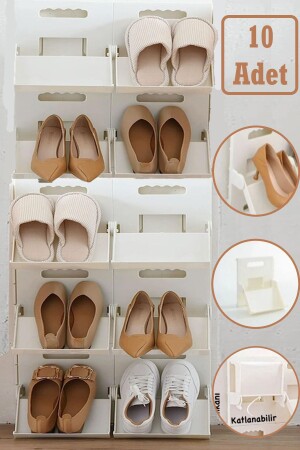 10 Stück Lyon Cream Schuhregal, vertikaler Stapel, mehrschichtiger, platzsparender Slipper-Organizer - 1